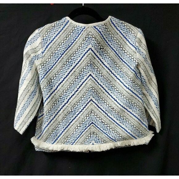 Guess Blue Skirt Set Sz Medium Tribal Print Short Zip Blazer Sz Large Skirt - Picture 8 of 10